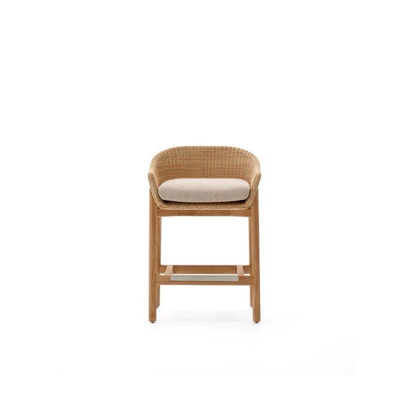 Tapicerowany/rattanowy hoker ogrodowy w naturalnym kolorze Galea – Kave Home