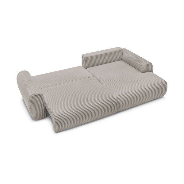 Jasnoszarobeżowy sztruksowy rozkładany narożnik (prawostronny) Lucien – Bobochic Paris-image-4