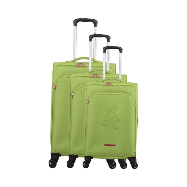 Zestaw 3 zielonych walizek z 4 kółkami Lulucastagnette Emilia