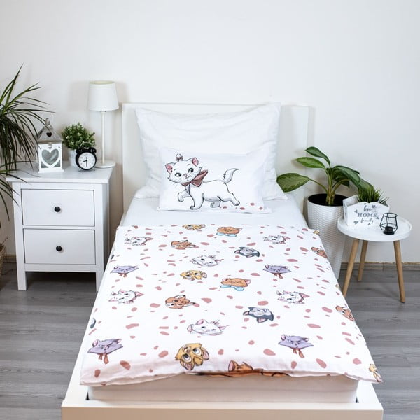 Biała bawełniana pościel dziecięca do łóżeczka 100x135 cm Marie Cat "Friends" – Jerry Fabrics-image-2