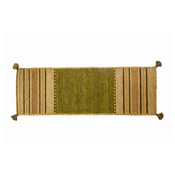 Zielony chodnik ręcznie tkany Navaei & Co Kilim Tribal 403, 180x60 cm