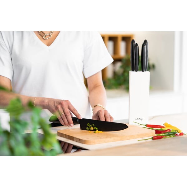 Zestaw 5 noży w białym stojaku Vialli Design Caro-image-4