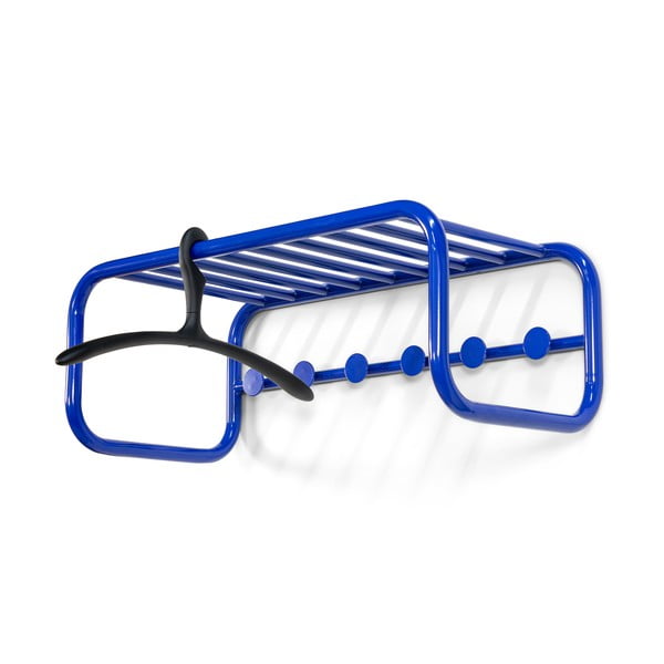 Niebieski metalowy wieszak ścienny z półką 72 cm Retro – Spinder Design-image-3