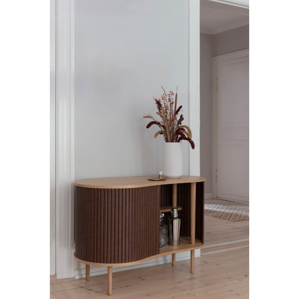 Brązowa niska komoda w dekorze dębu z drzwiami przesuwnymi 100x67 cm Audacious – UMAGE-image-1