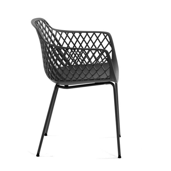 Ciemnoszare metalowe krzesło ogrodowe Quinn – Kave Home-image-2