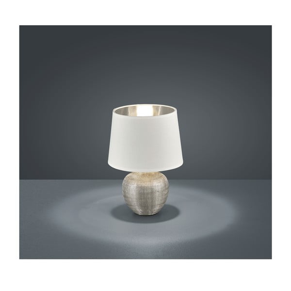 Biała lampa stołowa z ceramiki i tkaniny Reality Luxor, wys. 26 cm-image-1