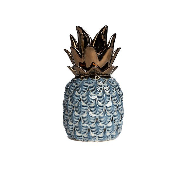 Niebieski ceramiczny ananas dekoracyjny Simla Nanas, wys. 22 cm
