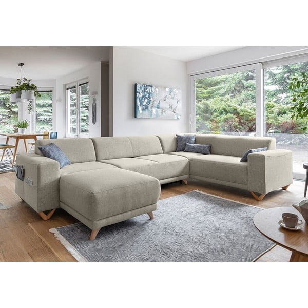 Beżowy rozkładany/ze schowkiem narożnik (prawostronny/w kształcie litery U) Classy Sophie – Miuform-image-3