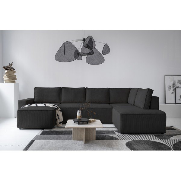 Antracytowy sztruksowy rozkładany narożnik (prawostronny/w kształcie litery U) Brave Dave – Miuform-image-1