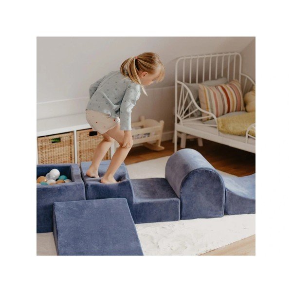 Beżowy aksamitny piankowy plac zabaw 3 szt. wysokość 30 cm 45x143 cm Montessori – Meowbaby-image-2