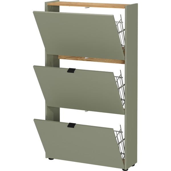 Szarobrązowa uchylna szafka na buty 71x127x22 cm Ameca – Germania-image-2