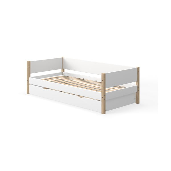 Białe łóżko dziecięce z wysuwaną dostawką Flexa White, 90x190 cm