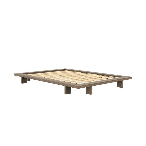 Brązowe łóżko dwuosobowe z litego drewna sosnowego ze stelażem 140x200 cm Japan – Karup Design