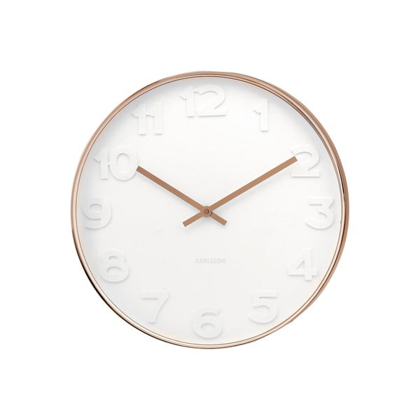 Biały zegar Present Time Minimal Copper