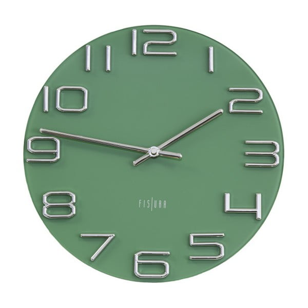 Zielony zegar ścienny Fisura Dial, ⌀ 30 cm