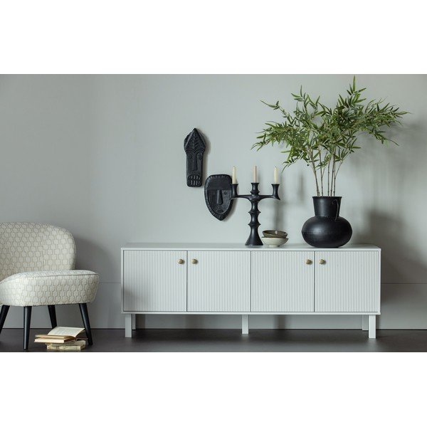 Jasnoszara szafka pod TV z litego drewna sosnowego 160x56 cm Madu – WOOOD-image-1