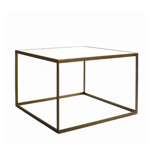 Złoty stolik ze szkłem matowym Kureli Kubisto, 50x80cm