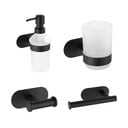 Samoprzylepny zestaw akcesoriów łazienkowych ze stali nierdzewnej w kolorze matowej czerni Orea – Wenko