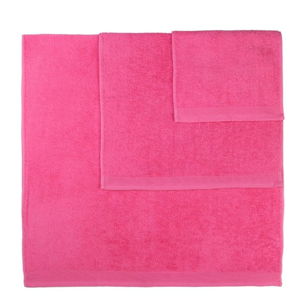 Komplet 3 różowych ręczników Artex Delta
