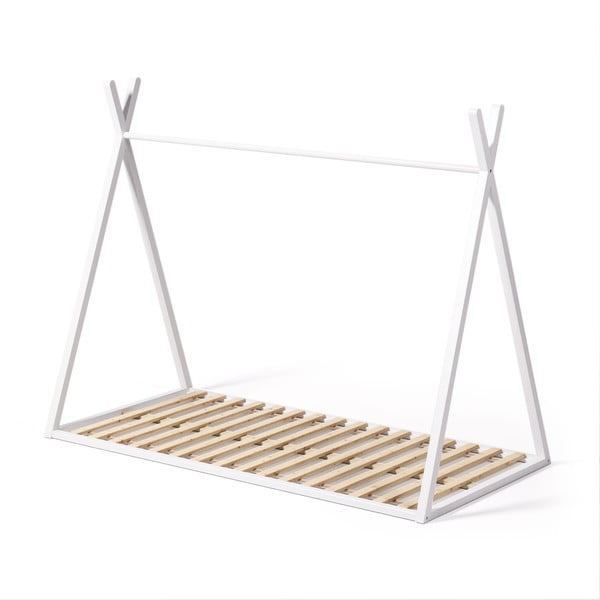 Białe łóżko dziecięce z litego drewna bukowego w kształcie domku ze stelażem 90x190 cm Maralis – Kave Home