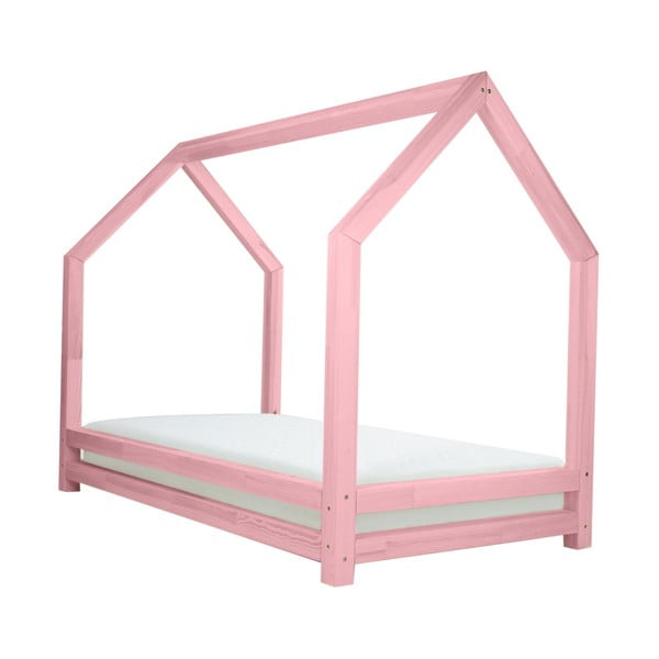Różowe łóżko 1-osobowe z drewna sosnowego Benlemi Funny, 80x160 cm