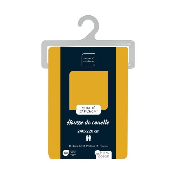 Żółta bawełniana poszwa na kołdrę dwuosobowa 240x220 cm Lina – douceur d'intérieur-image-2
