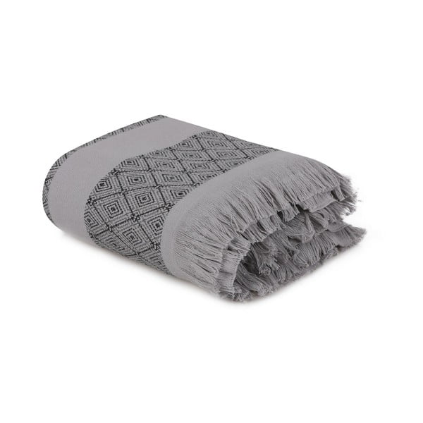 Szary bawełniany ręcznik kąpielowy 150x75 cm Twins − Foutastic