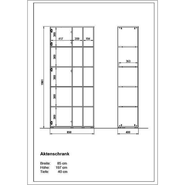Biały regał w dekorze dębu 85x197 cm Lioni – Germania-image-3