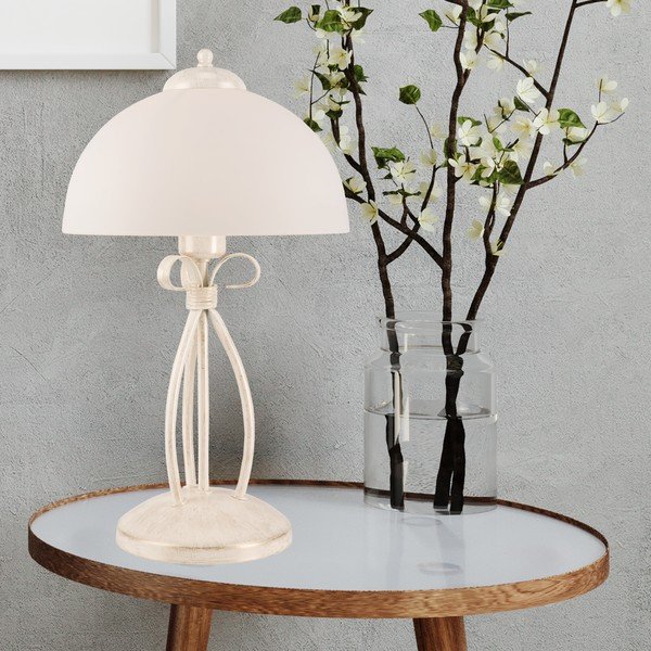 Biała lampa stołowa ze szklanym kloszem (wys. 43 cm) Adelle – LAMKUR-image-2