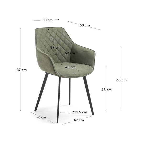 Krzesła z imitacji skóry w kolorze khaki zestaw 2 szt. Amira – Kave Home-image-4