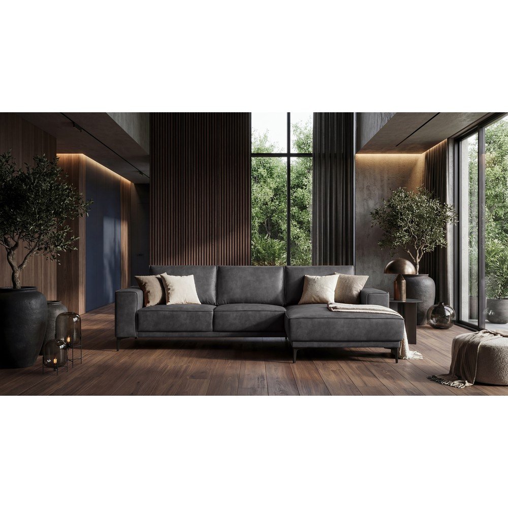 Antracytowy narożnik z imitacji skóry (prawostronny) Copenhagen – Scandic (zdjęcie 5)