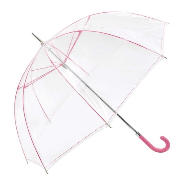 Przezroczysty parasolz różowymi detalami Birdcage Stitch, ⌀ 100 cm