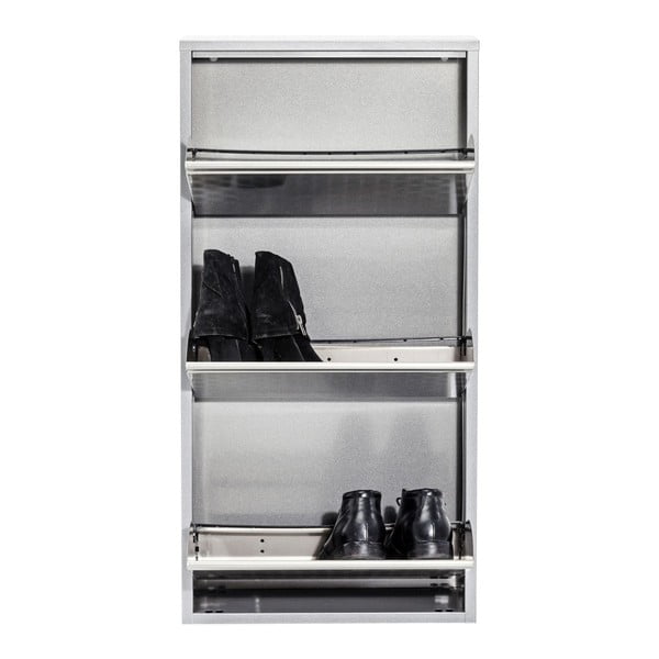 Metalowa szafka na buty w kolorze srebra Kare Design Caruso-image-3
