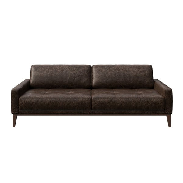 Ciemnobrązowa sofa skórzana MESONICA Musso Tufted, 210 cm