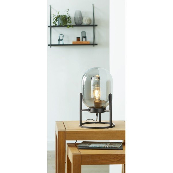 Czarna lampa stołowa ze szklanym kloszem (wysokość 34 cm) Regi – Fischer & Honsel-image-3