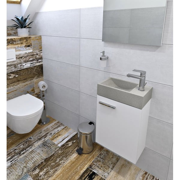 Jasnoszara betonowa umywalka 40x22 cm Crest – Sapho-image-3