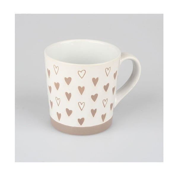 Biało-beżowy ręcznie zdobiony kubek ceramiczny Dakls Heart , 473 ml-image-1