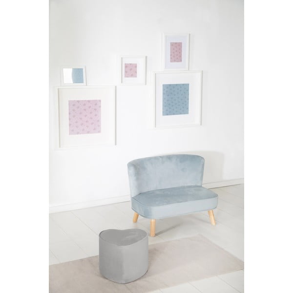 Jasnoszary aksamitny puf dziecięcy Lil Sofa – Roba-image-1