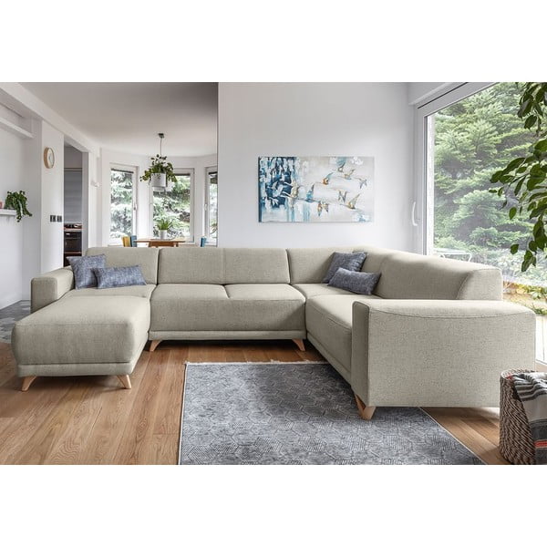 Beżowy rozkładany/ze schowkiem narożnik (prawostronny/w kształcie litery U) Classy Sophie – Miuform-image-1