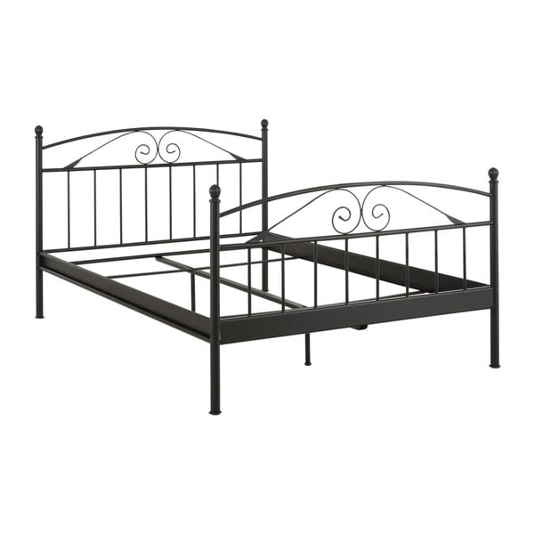 Czarne łóżko 2-osobowe Støraa Bibi, 140x200 cm
