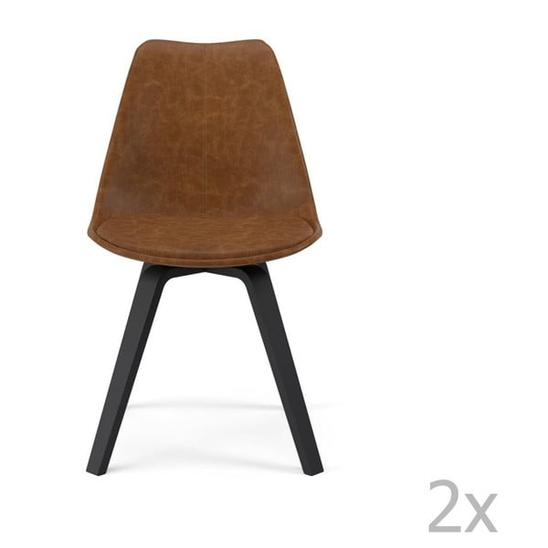 Zestaw 2 brązowych krzeseł Tenzo Gina