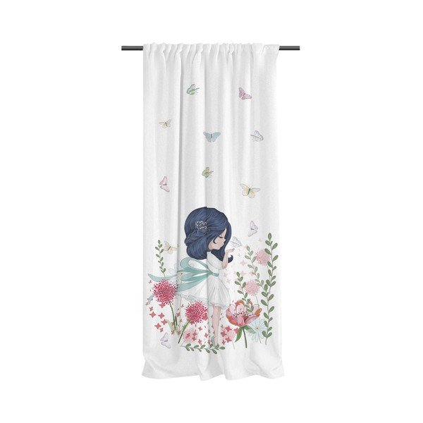Biała zasłona dziecięca z satyny bawełnianej 110x250 cm Flowers Around Me – Butter Kings
