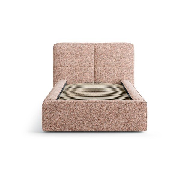 Różowe tapicerowane łóżko jednoosobowe ze schowkiem i stelażem 90x200 cm Darren – Micadoni -image-3