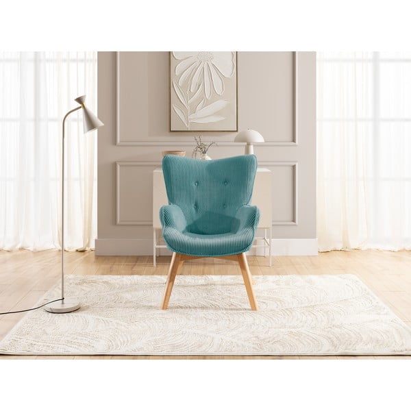Turkusowy sztruksowy fotel Niko – Ropez-image-1