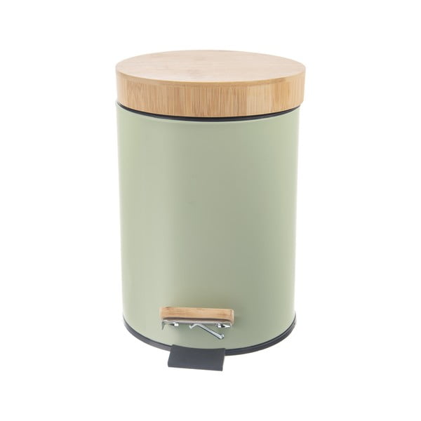Jasnozielony metalowy kosz na śmieci z pedałem 3 l Greenish – Orion