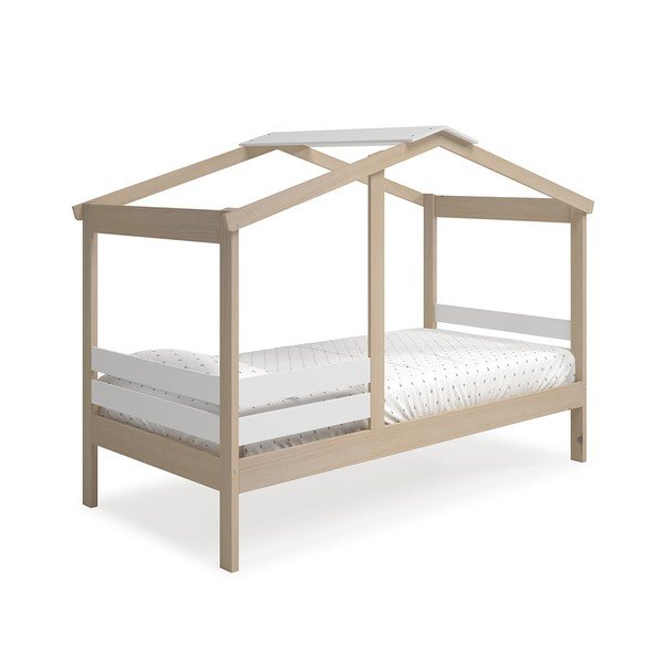 Białe łóżko dziecięce w kształcie domku w dekorze sosny  90x190 cm Angel – Marckeric-image-3