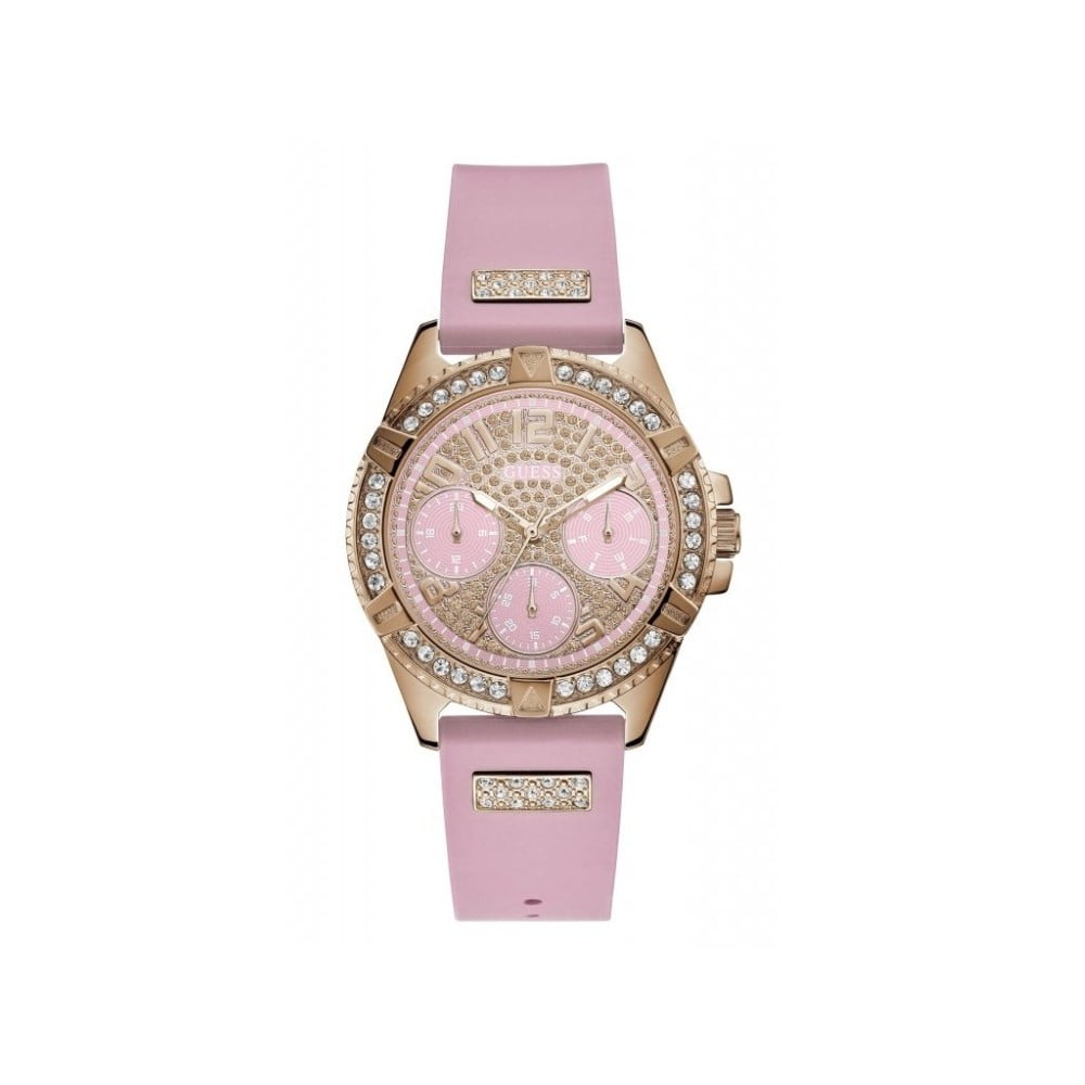 Zegarek damski z różowym silikonowym paskiem Guess W1160L5