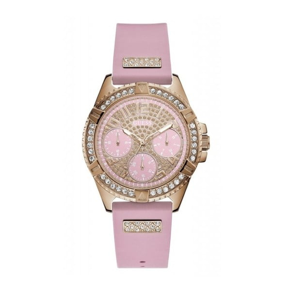 Zegarek damski z różowym silikonowym paskiem Guess W1160L5