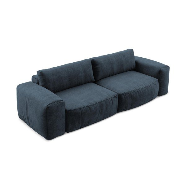 Ciemnoniebieska rozkładana sofa z tkaniny szenilowej 275 cm Kuki – Makamii-image-3
