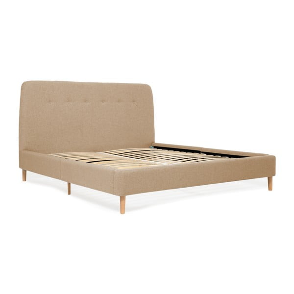 Piaskowe łóżko 2-osobowe z drewnianymi nogami Vivonita Mae Queen Size, 160x200 cm